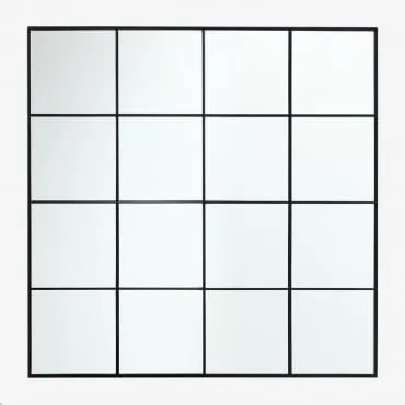 Lustro Ścienne Sofi Z Efektem Okna, Metalowe (122x122 Cm) Negro - Sklum
