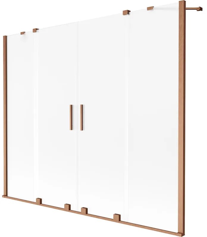Mexen Velar Duo parawan nawannowy 2-skrzydłowy rozsuwany 170 x 150 cm, szron, miedź szczotkowana - 896-170-000-32-65