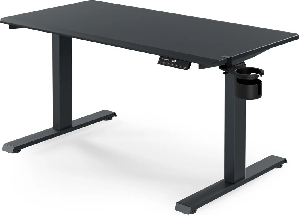 Biurko elektryczne z regulacją wysokości ergonomiczne antracytowe,1200x600 mm: ARIA