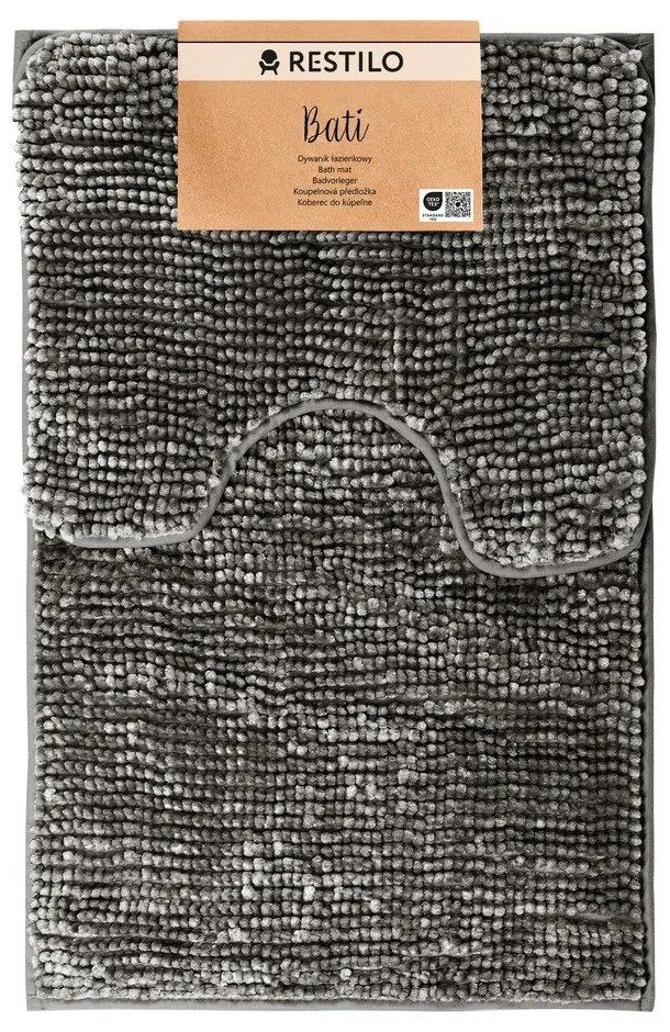 Ciemnoszare dywaniki łazienkowe do WC zestaw 2 szt. 80x50 cm Bati – Restilo