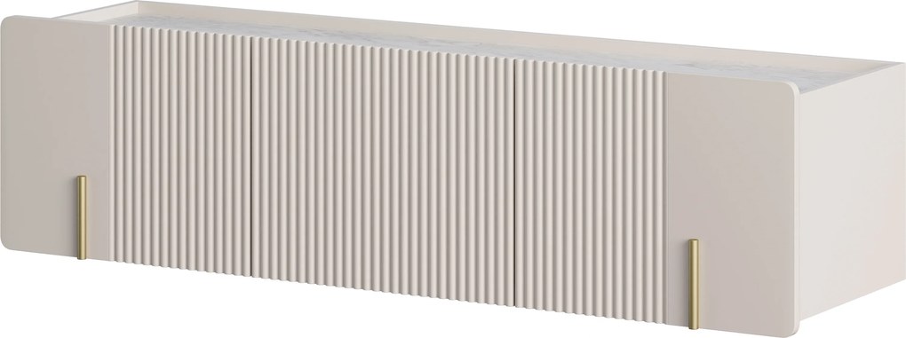 Szafka RTV Malmi 150 cm wisząca - kaszmir / crema bianca / złoty