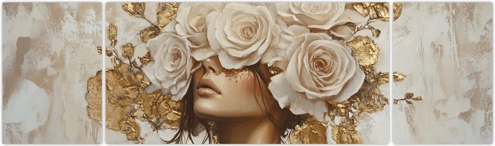 Obraz - Dziewczyna z różami (170x50 cm)