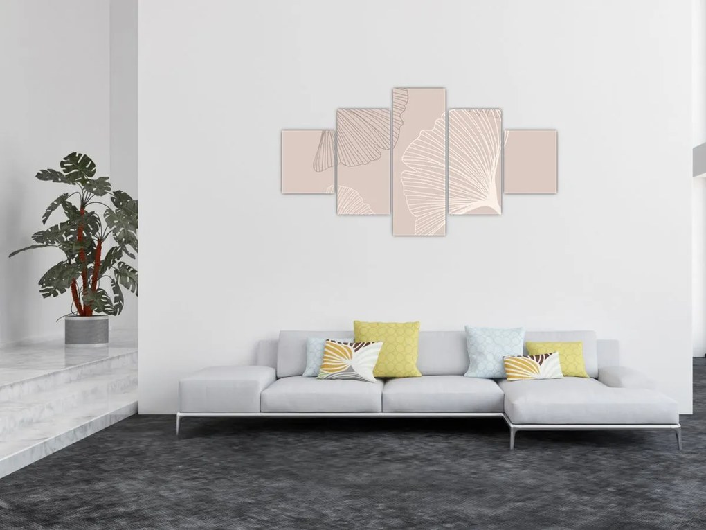 Obraz - Beżowe liście N⁰6 (125x70 cm)