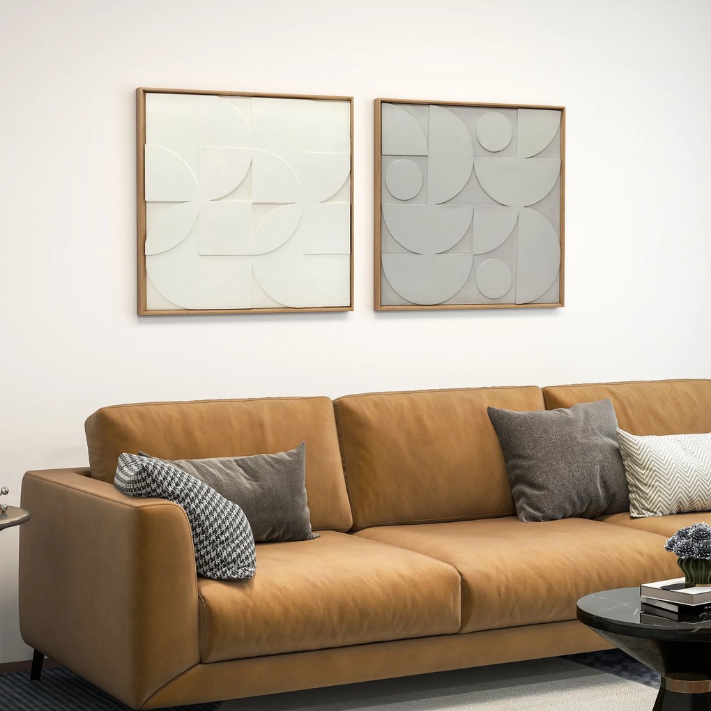 HOMCOM Dekoracja ścienna 3D 2-częściowy zestaw geometryczna dekoracja ścienna nowoczesna do salonu, przedpokoju, 80 x 3,5 x 80 cm, biały | Aosom PL