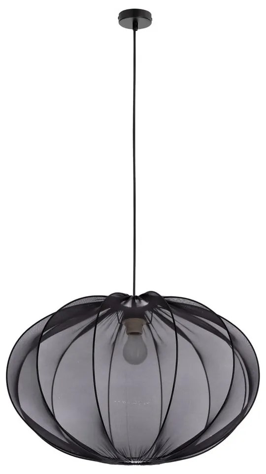 Czarna lampa wisząca z tekstylnym kloszem ø 60 cm Mellow – Candellux Lighting