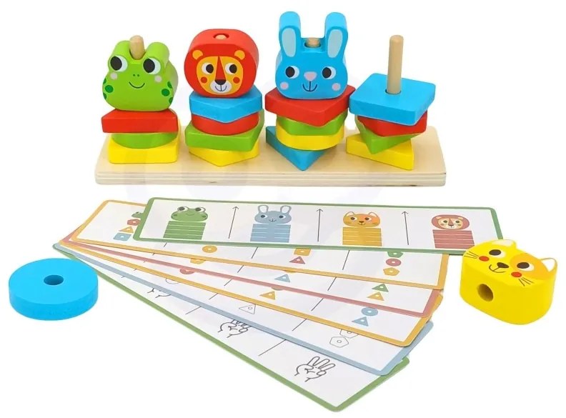 Woopie green układanka montessori piramidka zwierzątka 27 el. fsc