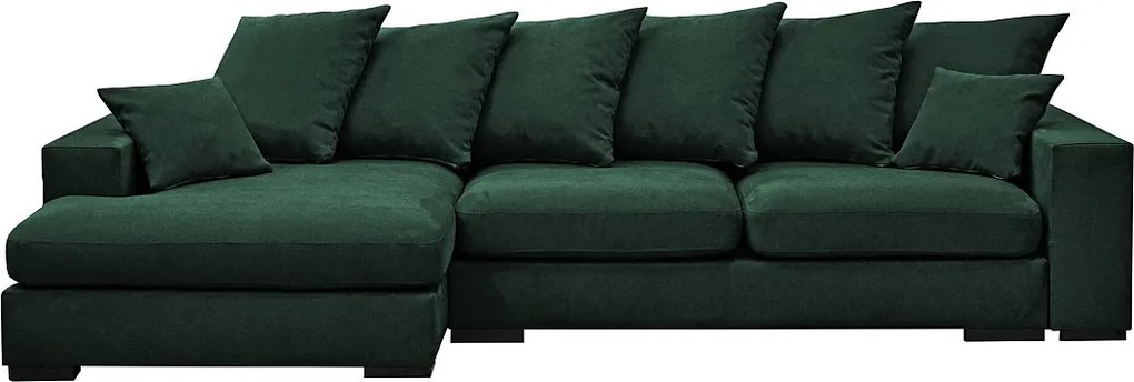 Narożnik z funkcją spania i pojemnikiem, Sofa w kształcie L Gabon L, tkanina Riviera, Zielony, Lewy