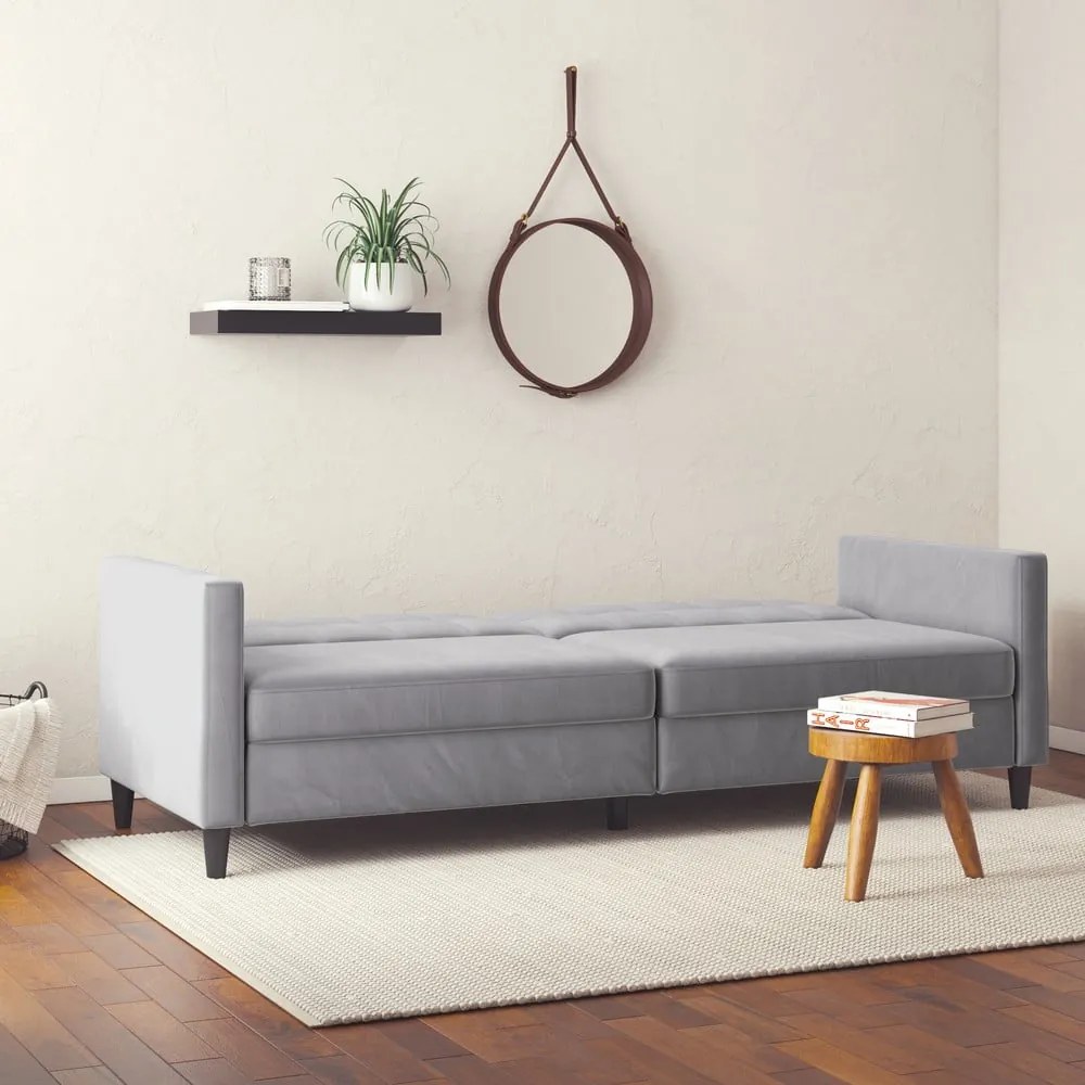 Jasnoszara aksamitna sofa 203 cm Hartford – Støraa