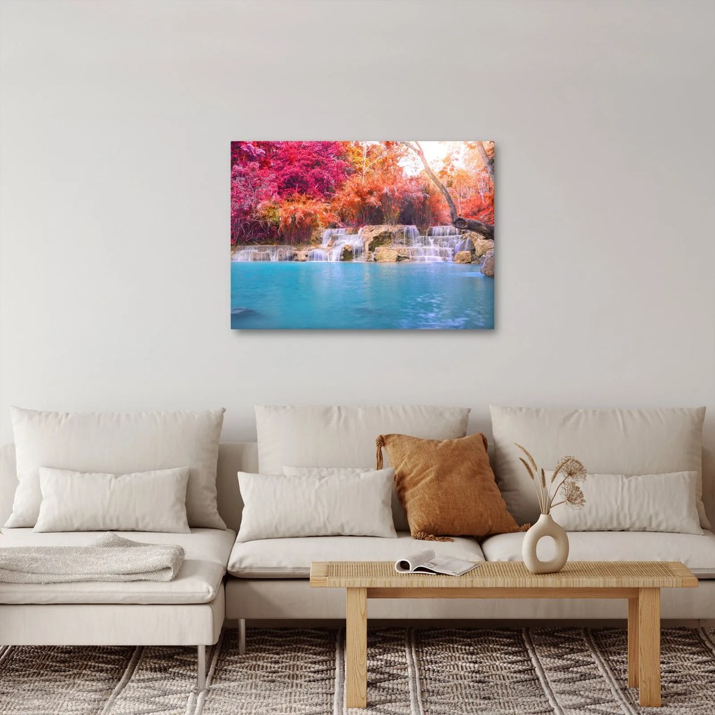 Obraz turkusowej laguny, Laos, Tat Kuang Si (70x50 cm)