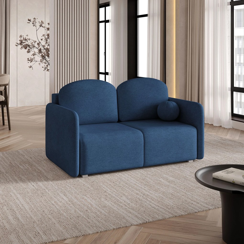 Masseno Sofa SUVI II z funkcją spania i pojemnikiem na pościel, Rozkładana sofa - Niebieski, NEVE 77