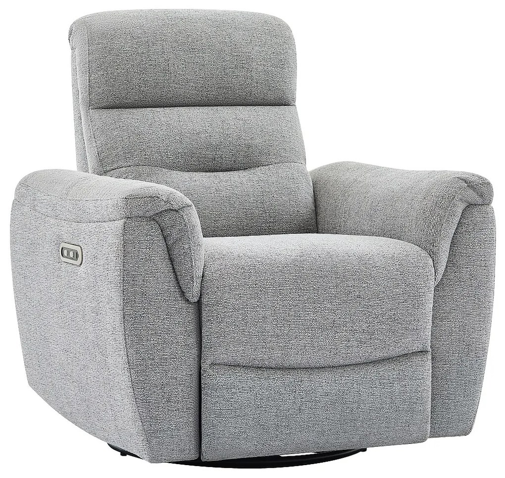 Elektryczny fotel relaksacyjny w szarej teksturowanej tkaninie BREVIO