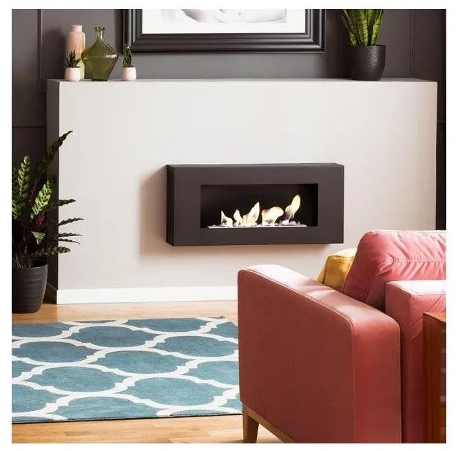 Kratki DELTA/FLAT/TUV - Biokominek ścienny DELTA/FLAT 40x90 cm 1,5 kW czarny