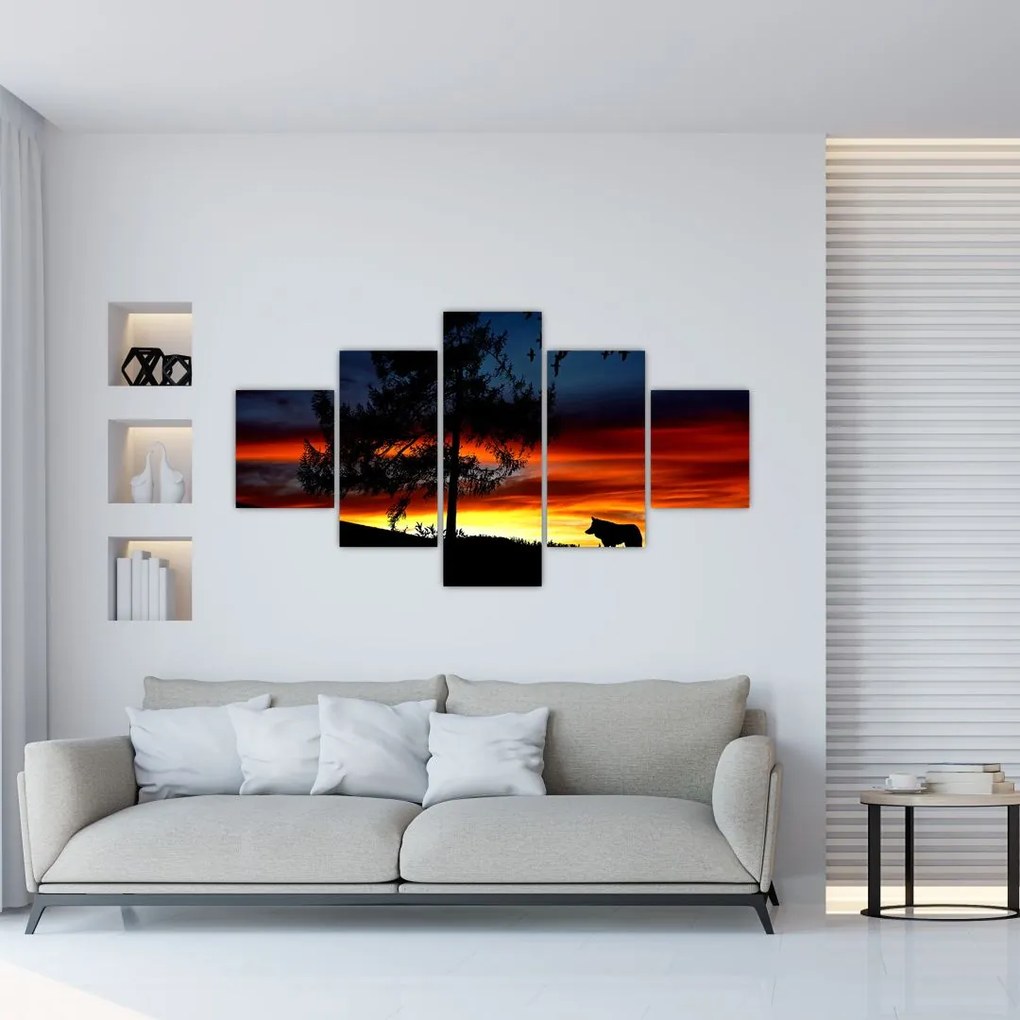 Obraz - Sylwetka wilka (125x70 cm)