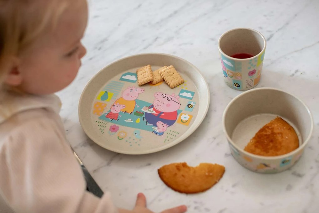 Zestaw obiadowy dla dzieci CONNECT ŚWINKA PEPPA,  z tworzywa organic, KOZIOL