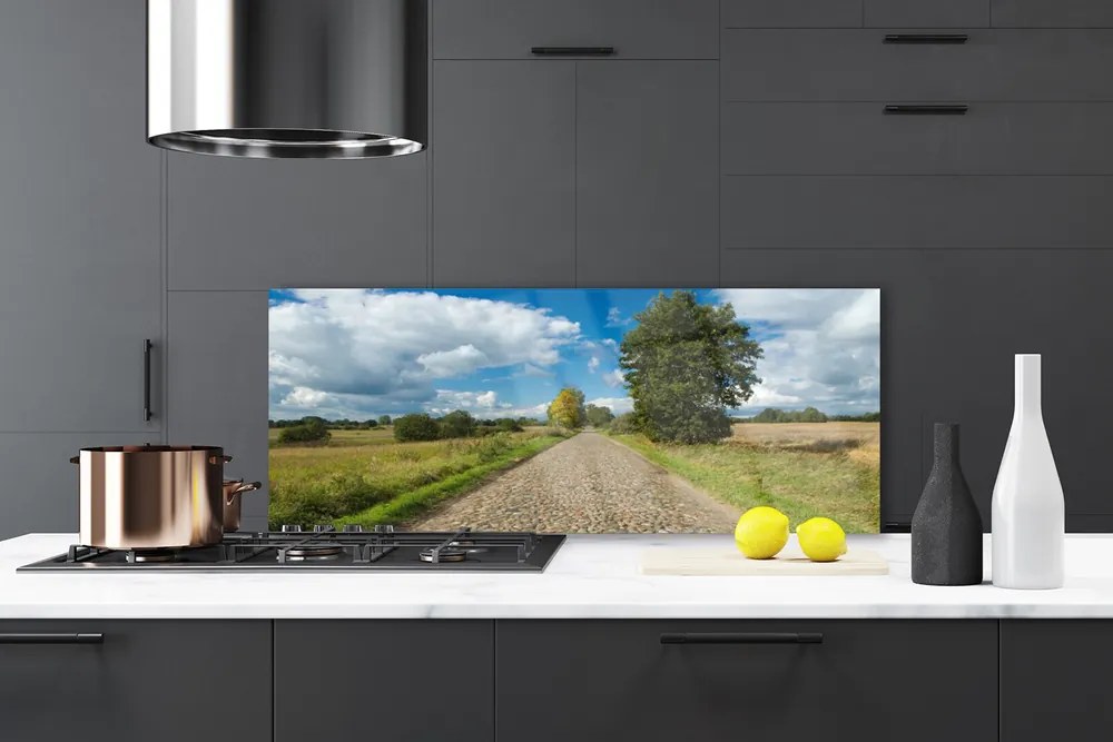 Panel Szklany do Kuchni Wiejska Droga Z Kostki