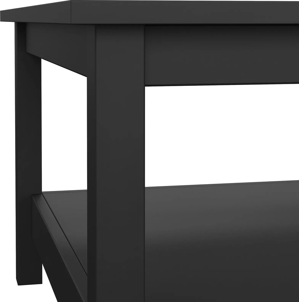 Kwadratowy stolik kawowy z półką Madrid czarny mat