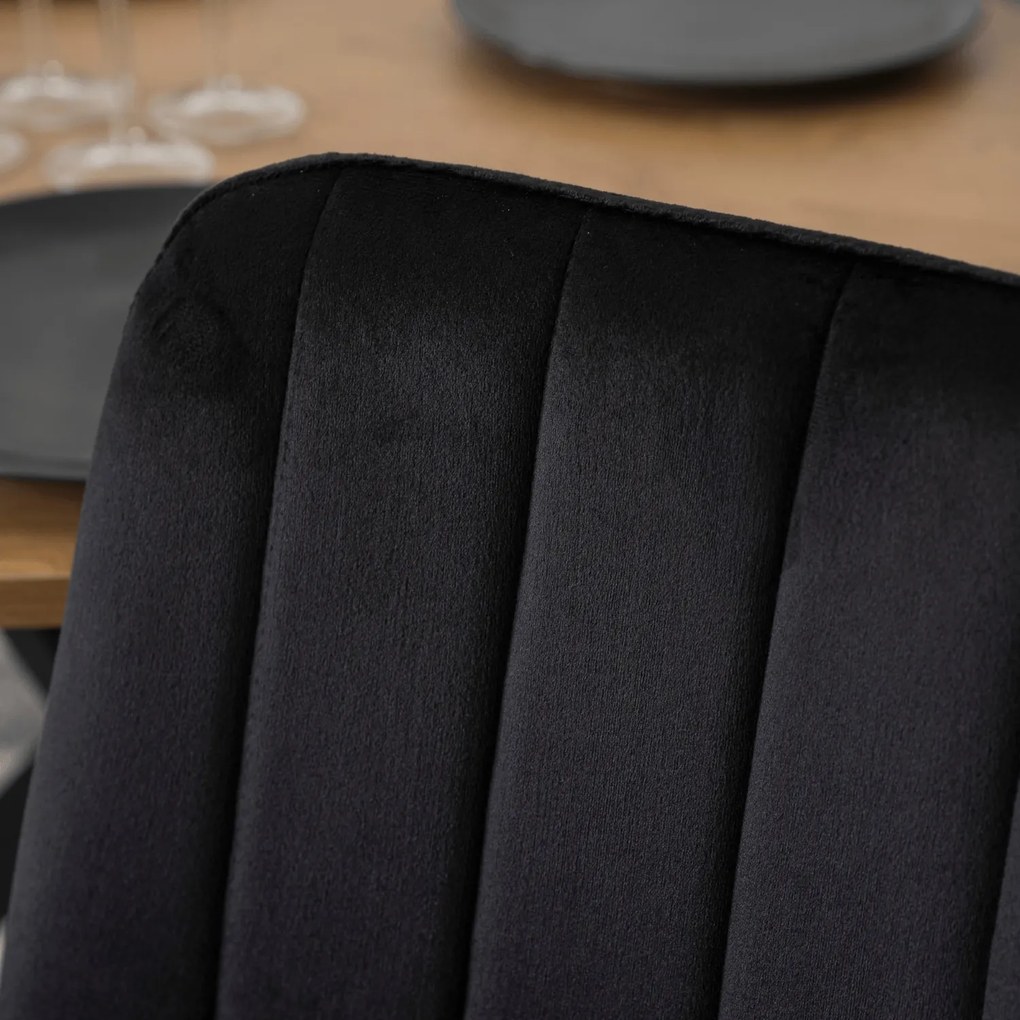 Krzesło Tapicerowane do Jadalni IBIS Czarne Welurowe Nowoczesne Loft