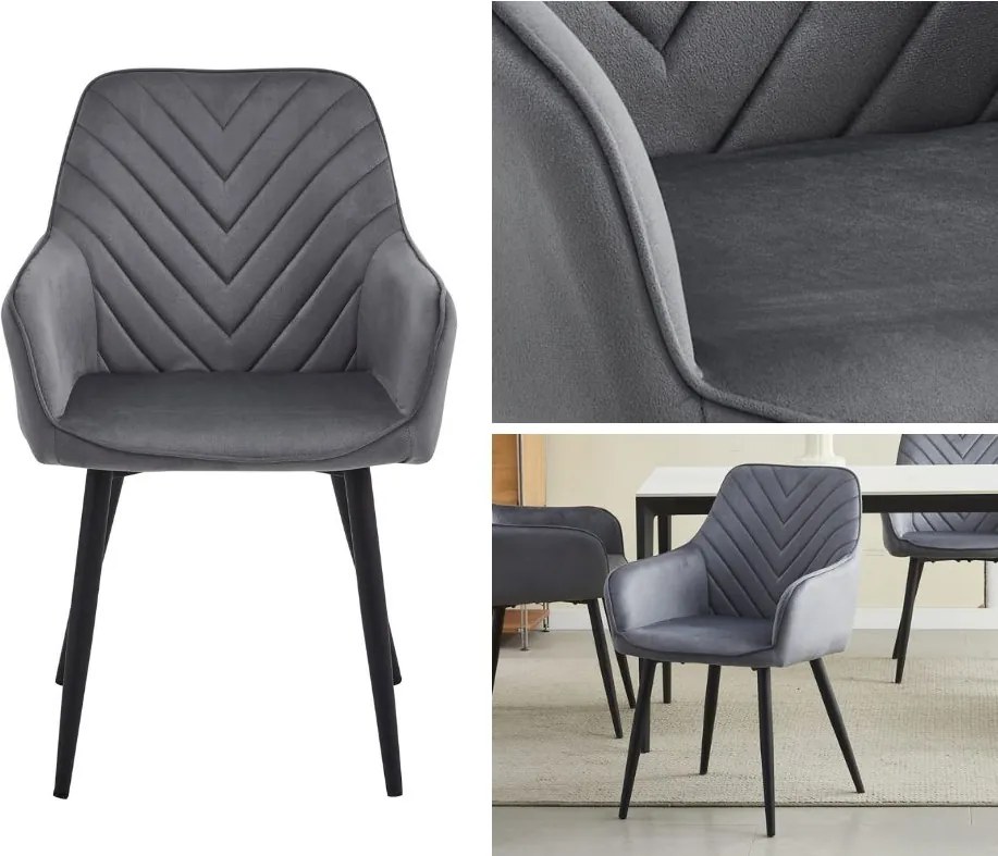 Krzesło fotelowe z przeszyciami w jodełkę Nana, welur