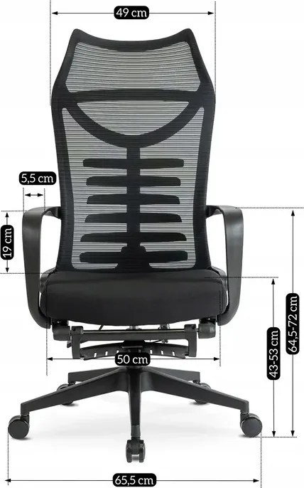Fotel Biurowy Ergonomiczny Obrotowy z Podnóżkiem ACTON Czarny