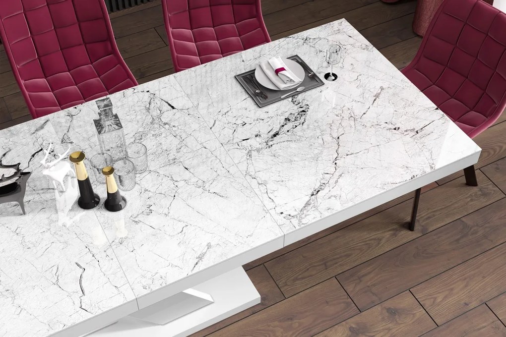 Rozkładany stół z marmurowym blatem w połysku Xenon Lux