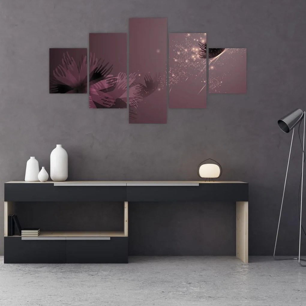 Obraz kwiatu z motylem (125x70 cm)