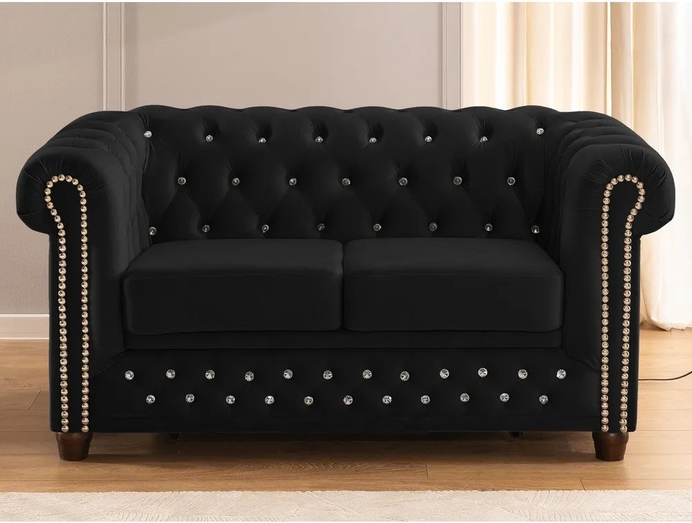 Czarna aksamitna rozkładana sofa 148 cm York Blik – Ropez