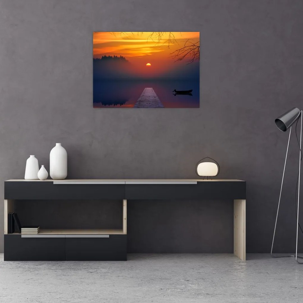 Obraz mostu o zachodzie słońca (70x50 cm)