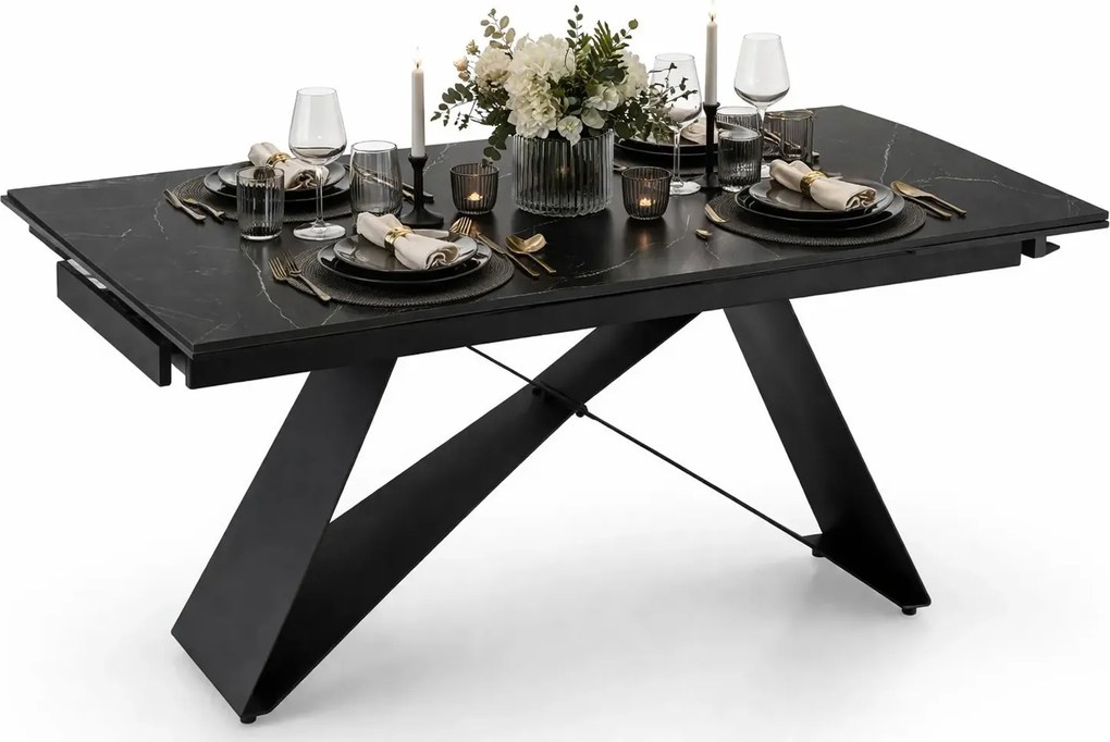 Rozkładany marmurowy czarny stół H8-Z29