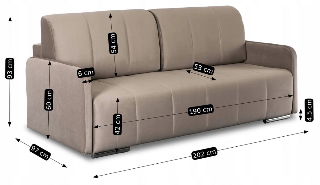 Sofa Rozkładana z Funkcją Spania IBIZA Dwuosobowa Beżowa Nowoczesna do Salonu