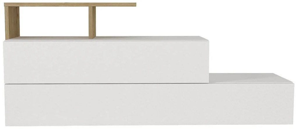 Szafka na buty 2-drzwiowa z 1 półką - Biały i Naturalny - DAVISTA