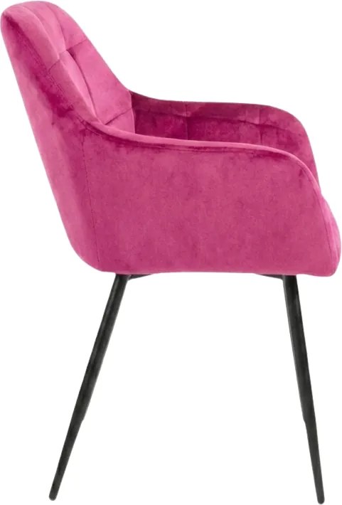 Ciemnoróżowe krzesło jadalniane LOREN VELVET z czarnymi nogami