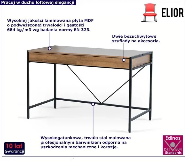 Industrialne duże biurko na metalowych nogach z szufladami orzech + czarny D6-M46