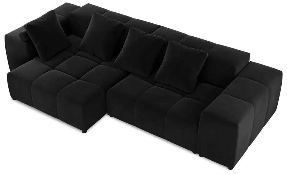 Czarny aksamitny narożnik (róg zmienny) Rome Velvet – Cosmopolitan Design