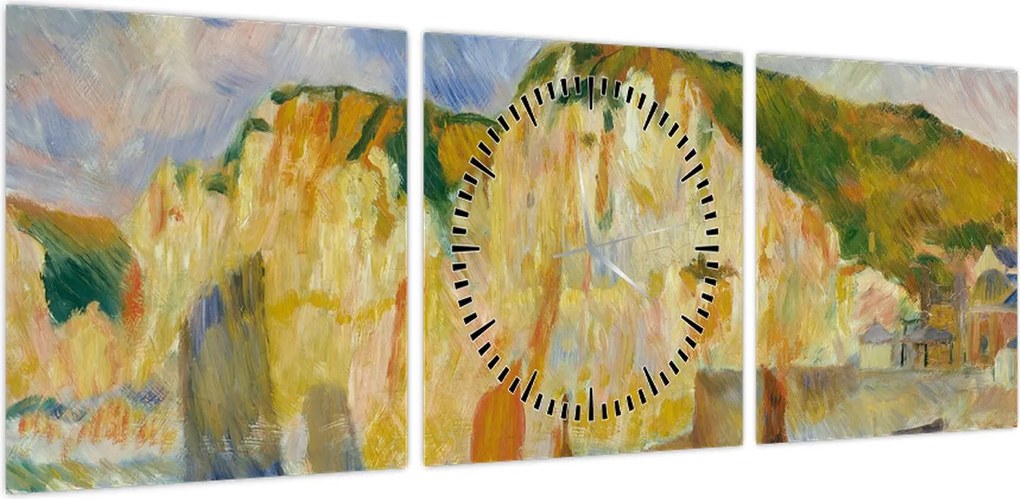 Obraz - Auguste Renoir, Sea and Cliffs, reprodukcje (z zegarem) (90x30 cm)