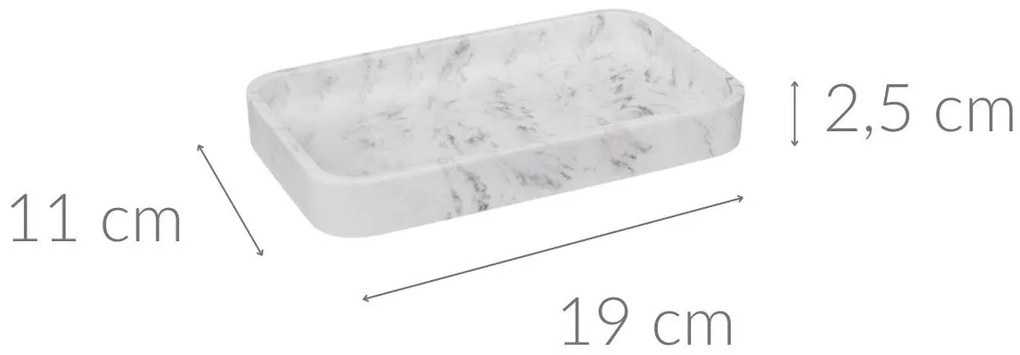 Mała taca dekoracyjna do łazienki, wzór marmuru, 19,2 x 11,3 x 2,5 cm