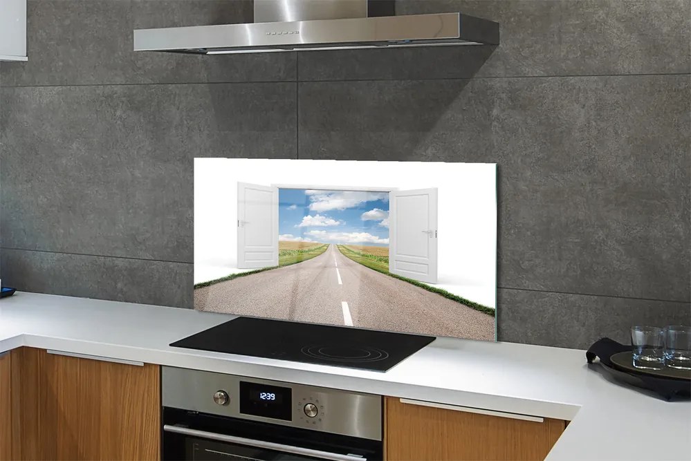 Szkło do Kuchni na Ścianę Surrealistyczna Droga do Drzwi