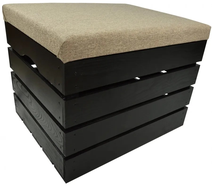 Pufa kufer skrzynia drewniana sosnowa siedzisko 50cm malowana czarna