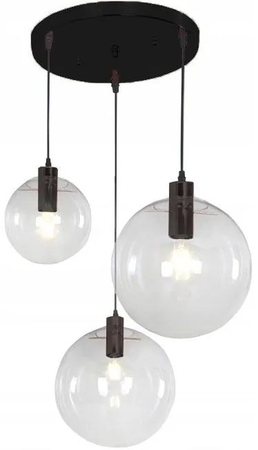 Lampa sufitowa wisząca szklana Lassi 20+25+30 cm APP309-3C Czarna