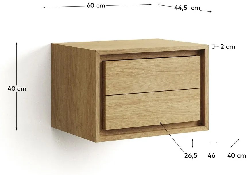 Brązowa wisząca szafka pod umywalkę z litego drewna tekowego 60x40 cm Kenta – Kave Home