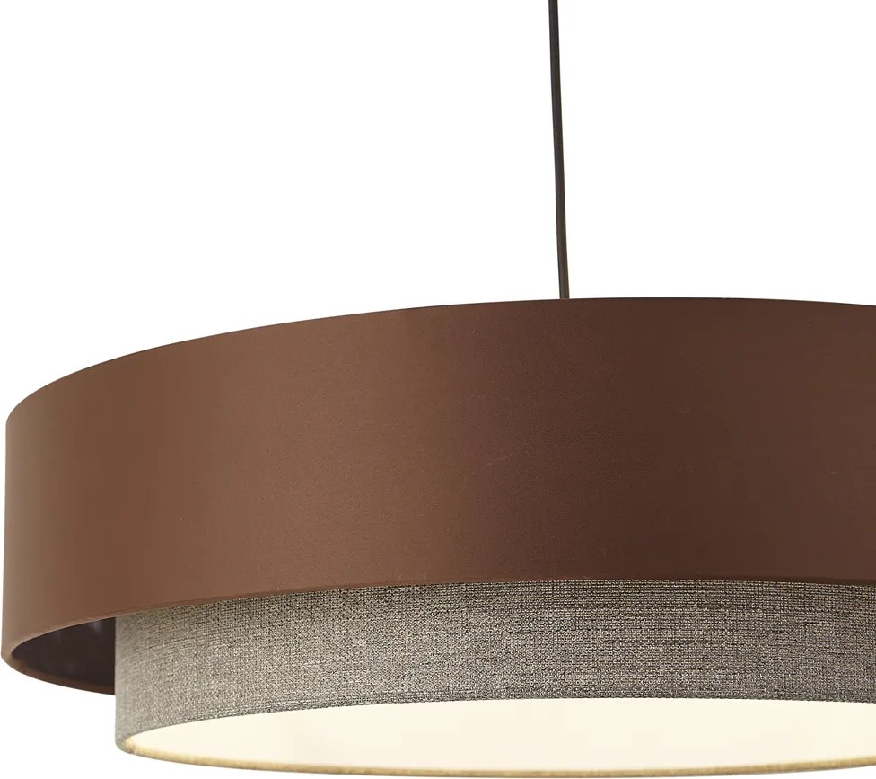Nowoczesna lampa wisząca ciemny brąz z taupe 50 cm 3-źródła światła - Drum Duo