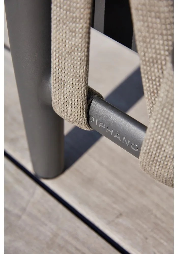 Ciemnoszary aluminiowy zestaw mebli ogrodowych dla 4 osób Switch Rope – Diphano