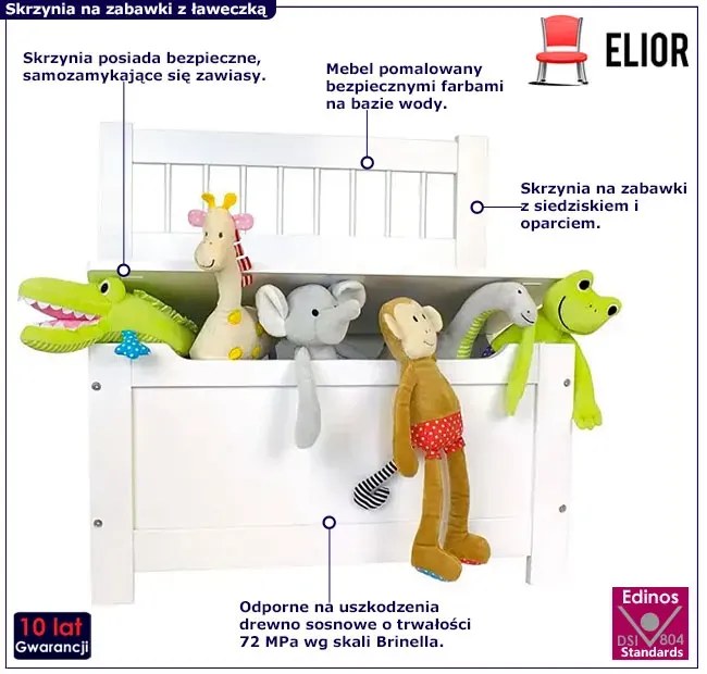 Dziecięca skrzynia na zabawki z ławką K3-E57