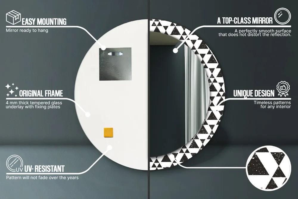 Trójkąty geometria Lustro dekoracyjne okrągłe