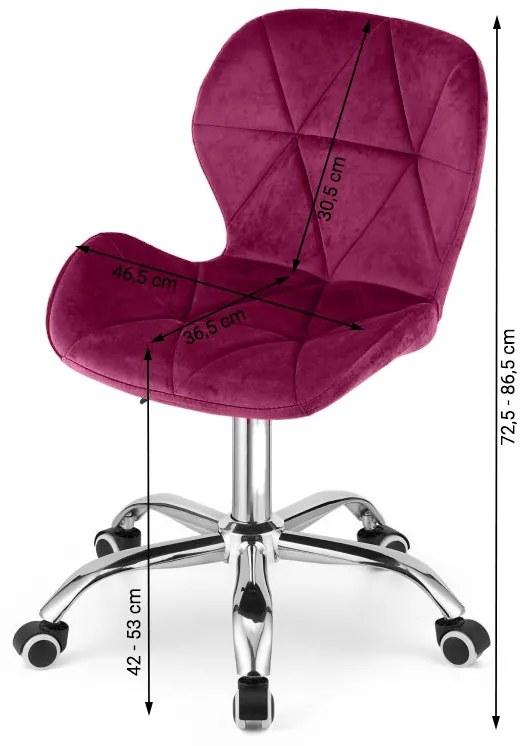 Bordowe krzesło biurowe AVOLA VELVET