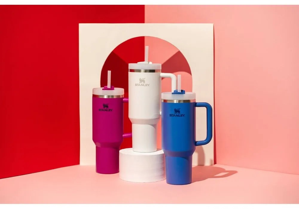 Biały termos ze słomką ze stali nierdzewnej 1,18 l Quencher H2.0 FlowState Tumbler Frost – Stanley