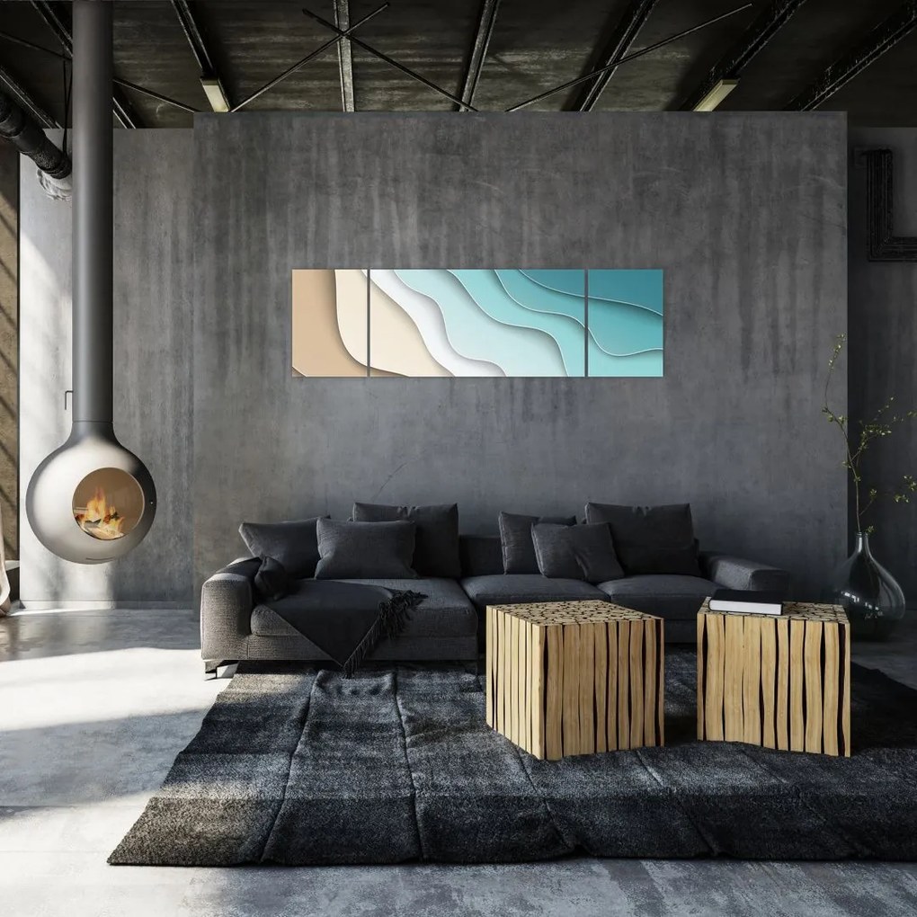 Abstrakcyjny obraz wybrzeża morskiego (170x50 cm)