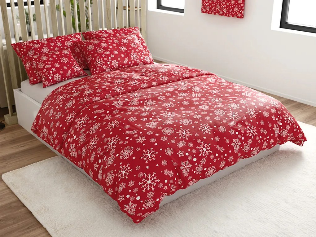 PrzytulneMieszkanie.pl PrzytulneMieszkanie.pl Pościel z mikropluszu SNOWFALL czerwona Rozmiar pościeli: 2 szt 70 x 90 cm | 200 x 220 cm