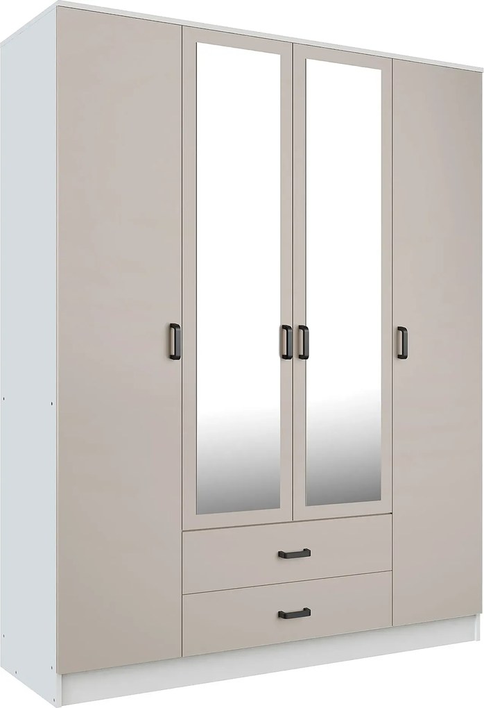 Skandynawska szafa uchylna z lustrem biały + kaszmir G8-E84