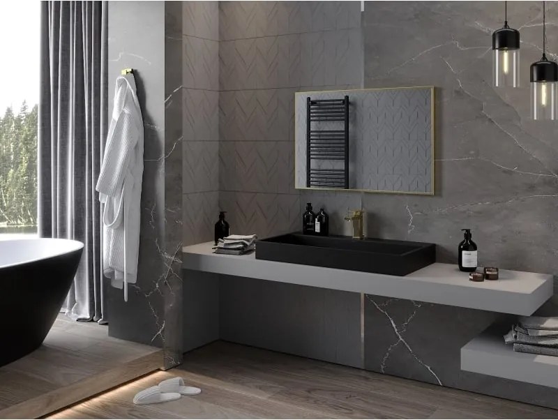 Mexen Loft lustro łazienkowe prostokątne 90 x 60 cm, rama złota szczotkowana - 9852-090-060-000-50