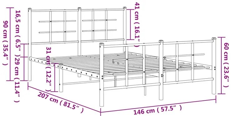 Białe metalowe łóżko małżeńskie 140x200 cm - Alester
